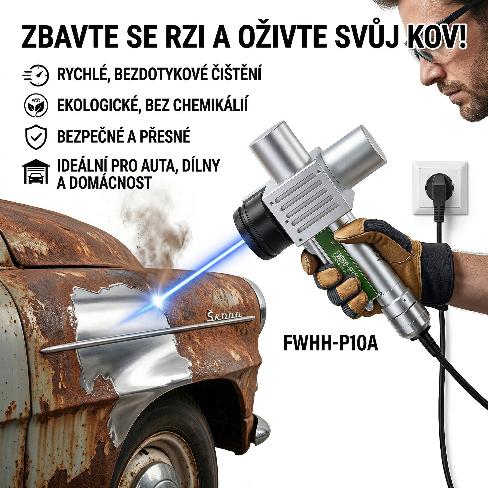 Ruční pulzní čistič FWH50-P30A: Podporuje 11 různých 7úrovňových čisticích programů, což umožňuje snadné přepínání mezi různými režimy čištění.