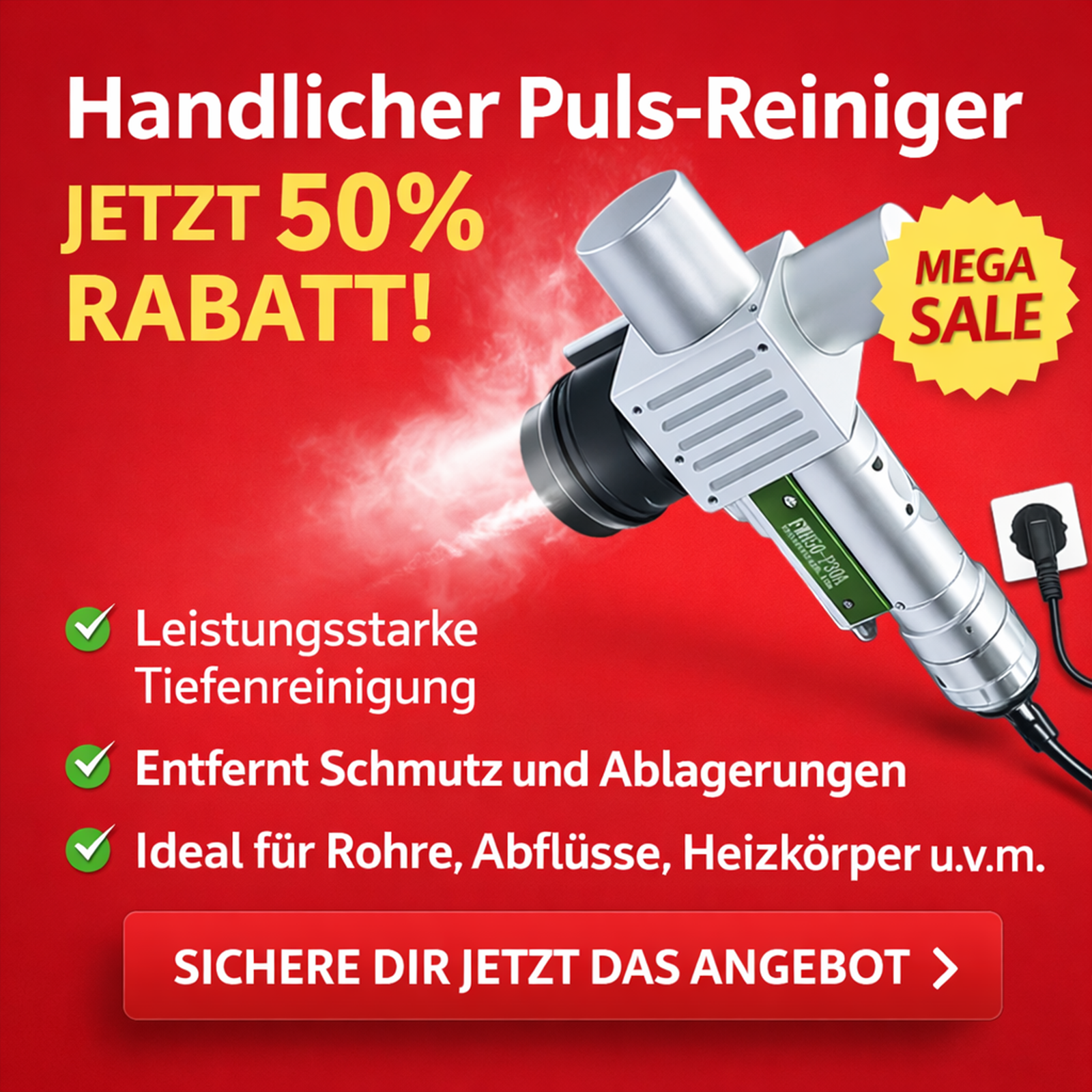 Handgehaltene Pulsenreinigung FWH50-P30A：Unterstützt 11 Reinigungsprogramme und ermöglicht einfaches Umschalten zwischen verschiedenen Prozessen.