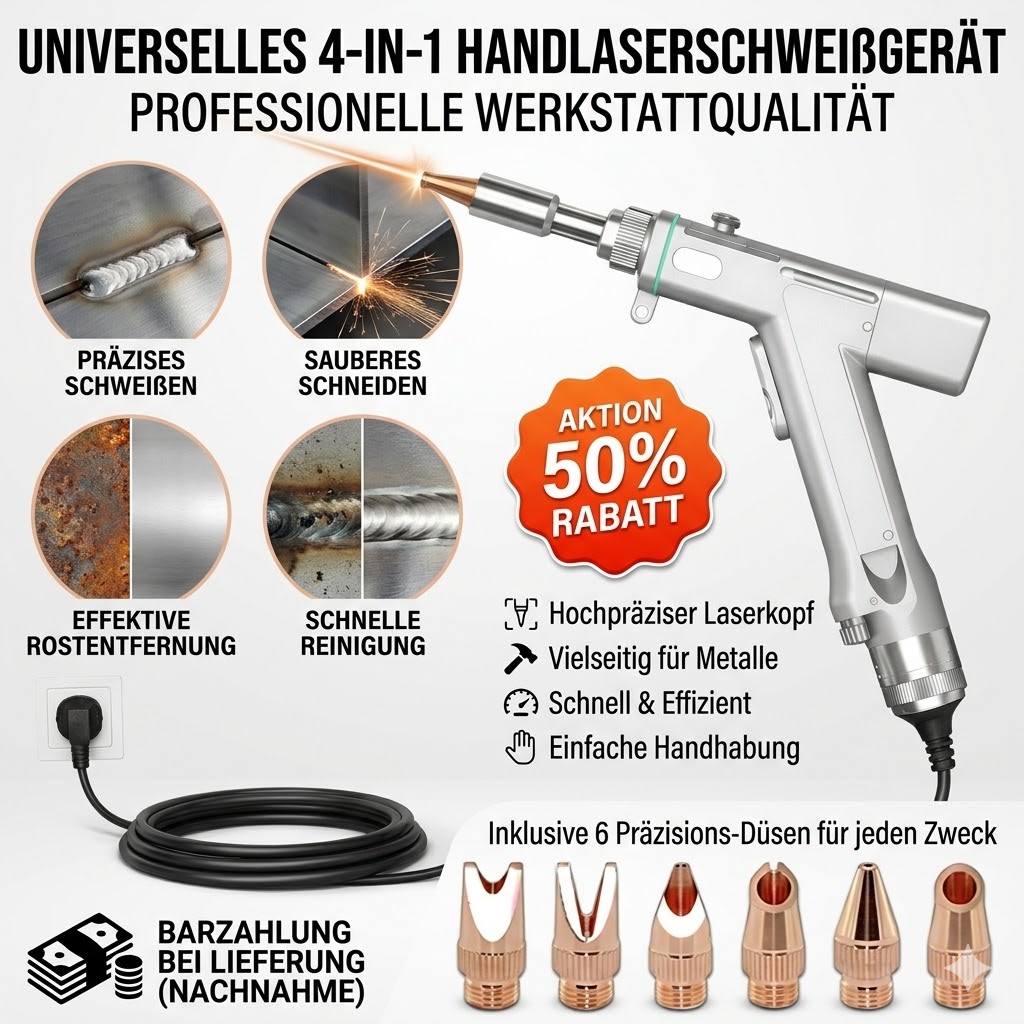 Alles in einem Gerät – Schweißen, Schneiden, Reinigen & Entrosten | 4-in-1 Lasergerät für Zuhause