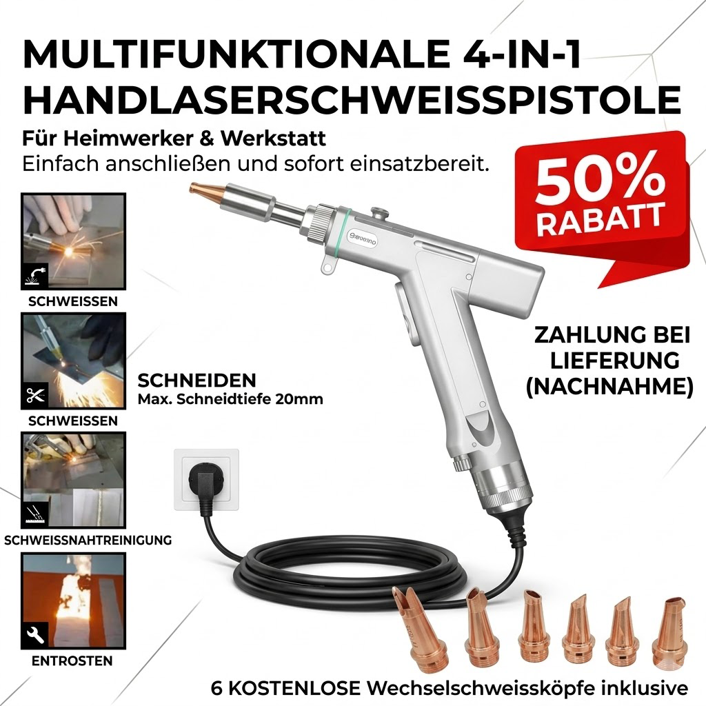 Alles in einem Gerät – Schweißen, Schneiden, Reinigen & Entrosten | 4-in-1 Lasergerät für Zuhause
