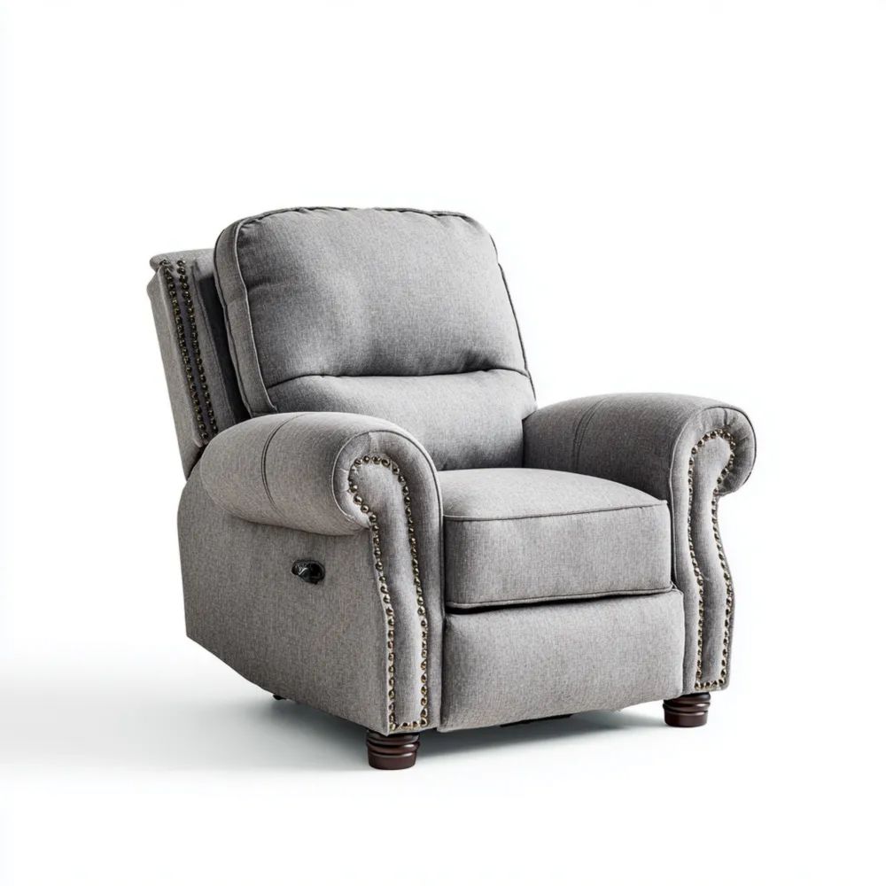 Poltrona reclinabile 90x100x110 cm - Tessuto Grigio - Design classico