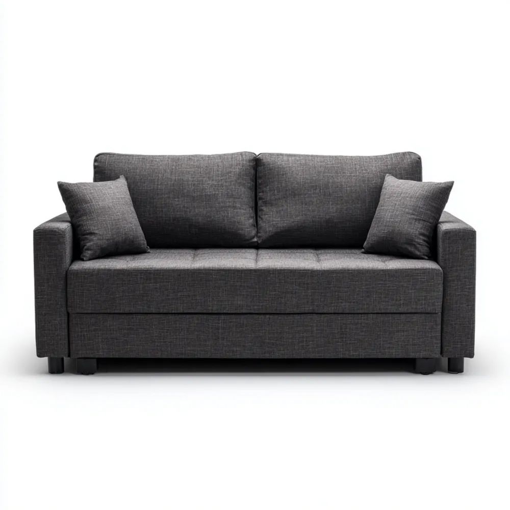 Divano a due posti in tessuto 150x90x85 cm - Grigio Scuro - Design moderno