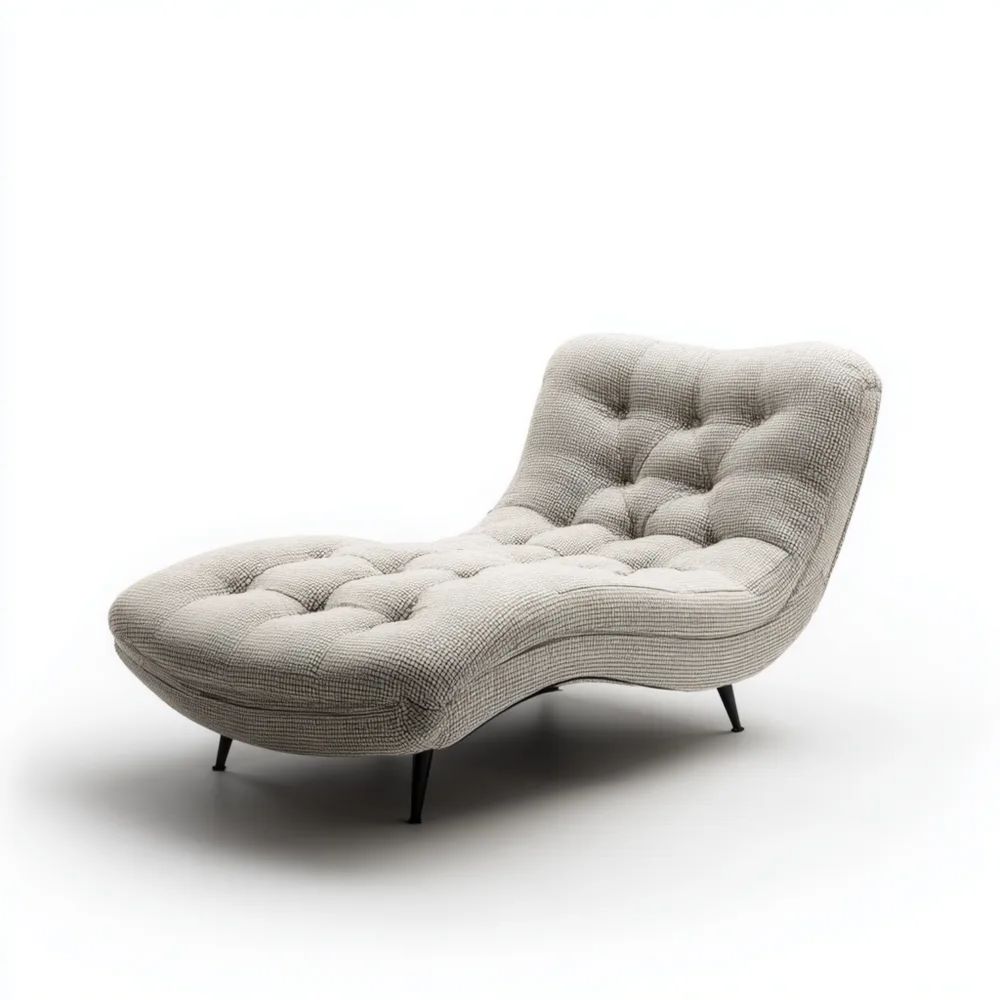 Chaise Longue Trapuntata 180x80x85 cm Tessuto Grigio Chiaro – Design Moderno