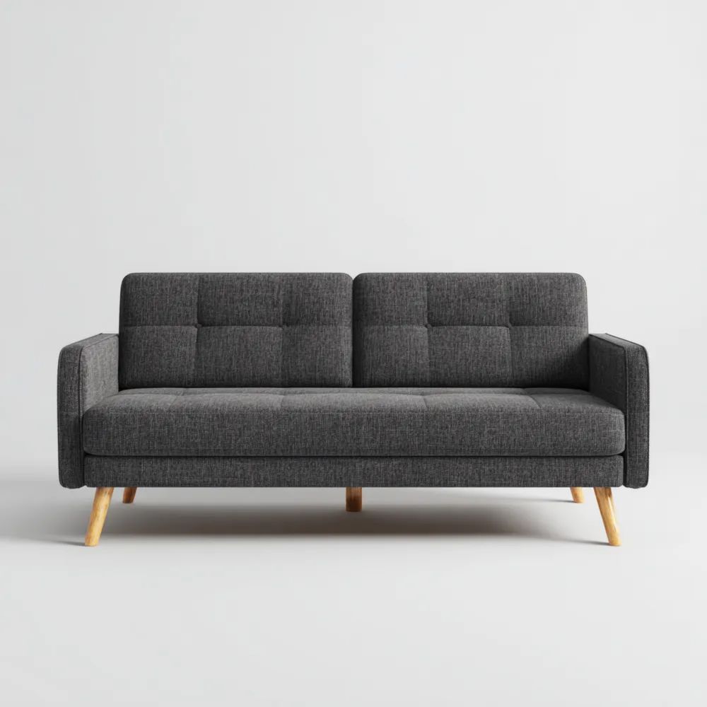 Divano a due posti in tessuto 180x85x75 cm - Grigio Antracite - Design moderno