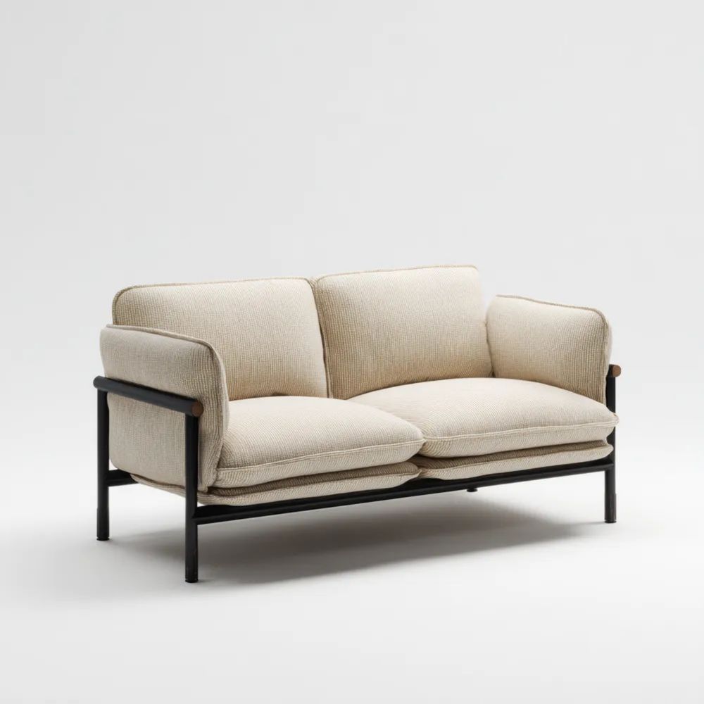 Divano a due posti 160x90x80 cm in tessuto - Beige - Design Moderno