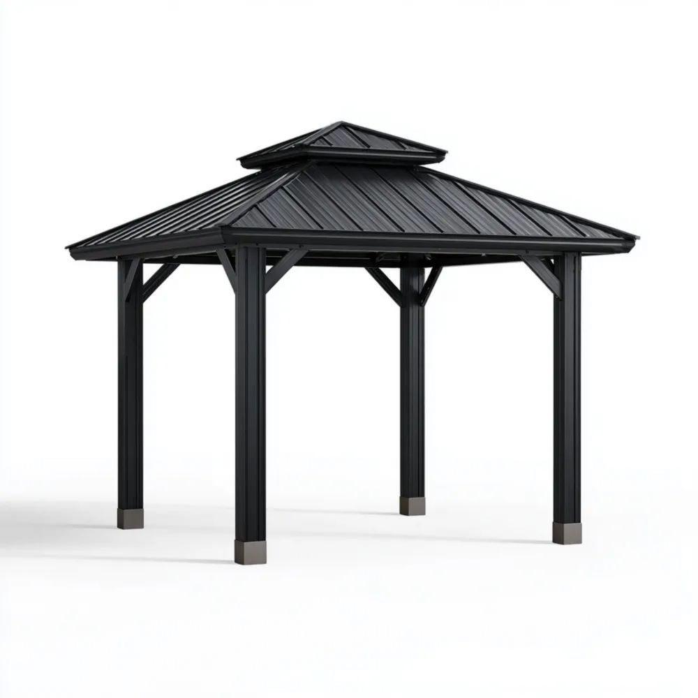 Gazebo in Alluminio 300x300x250 cm – Nero – Resistente alle Intemperie