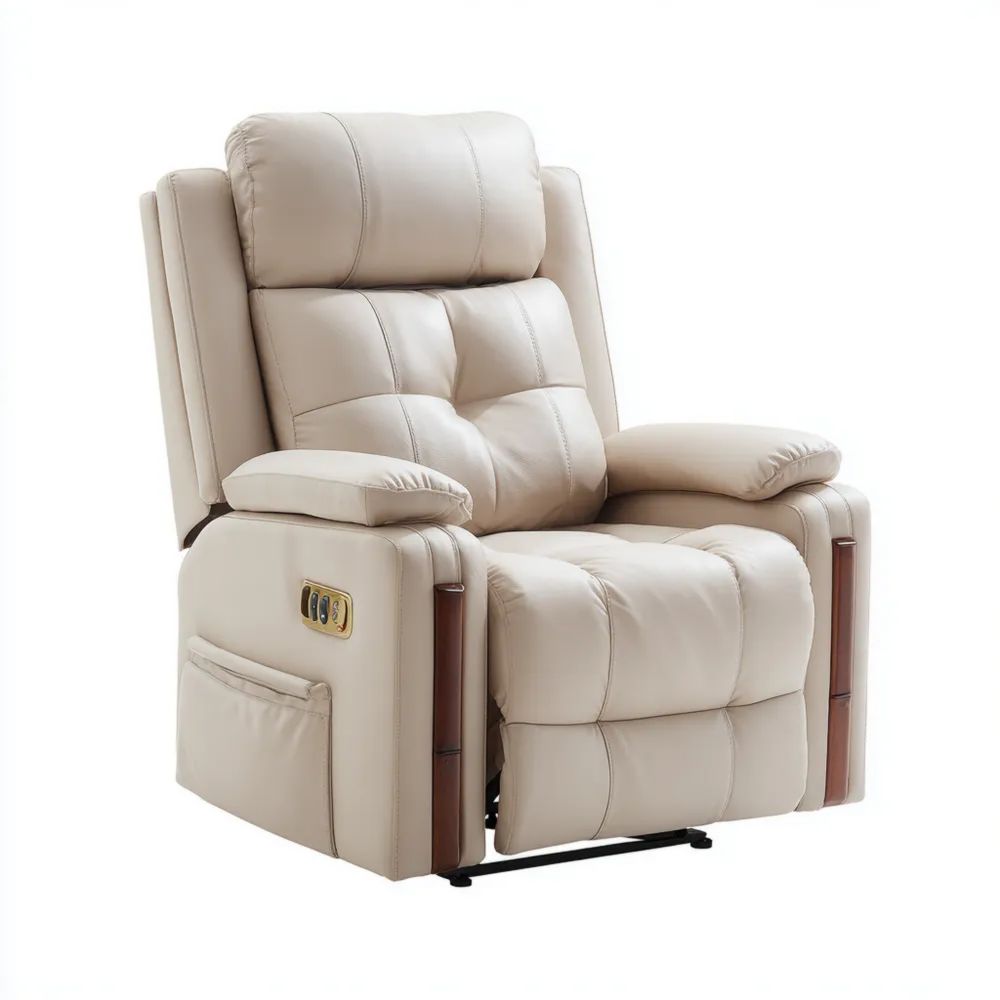 Poltrona relax in ecopelle 90x95x110 cm - Beige - Design moderno