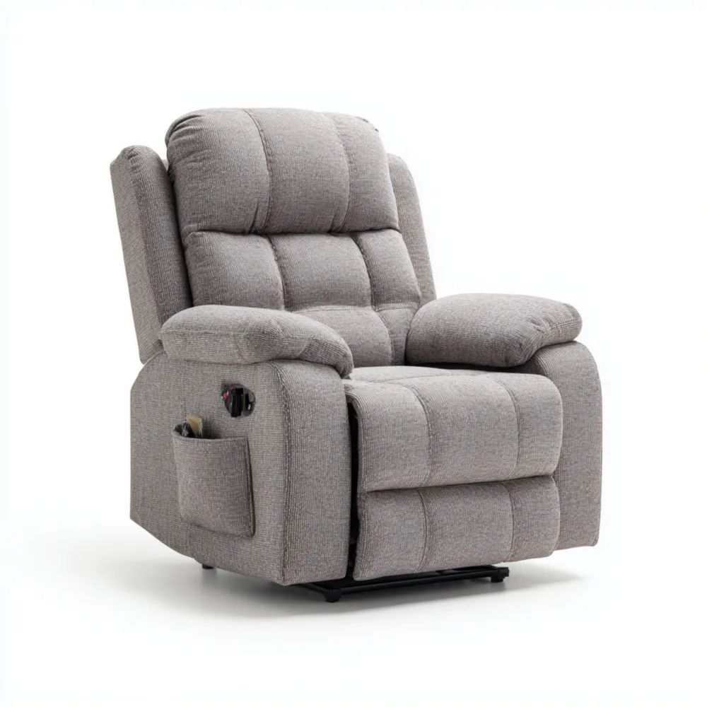 Poltrona Relax Reclinabile in Tessuto Grigio 80x90x105 cm - Design Moderno