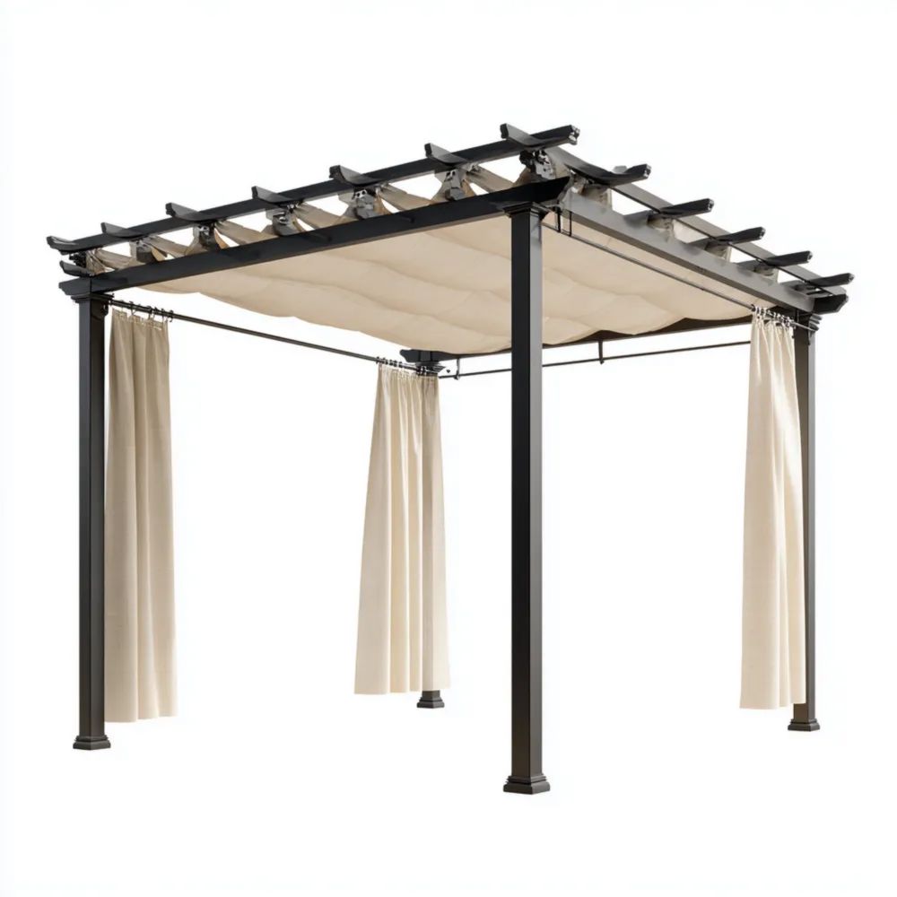 Pergola da Giardino in Metallo 300x300x250 cm - Beige - Design Moderno