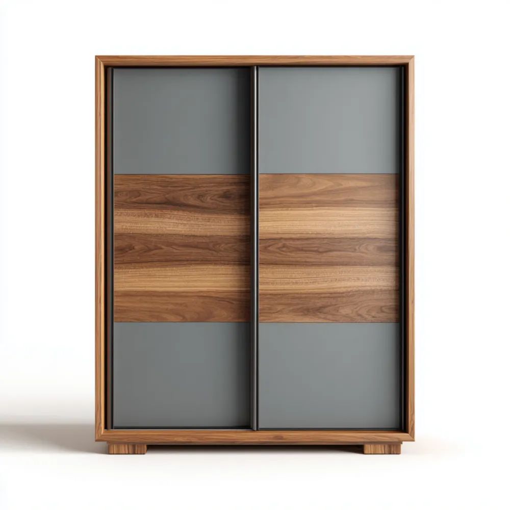 Armadio guardaroba legno/metallo 120x60x200 cm – Grigio/Naturale – Design moderno