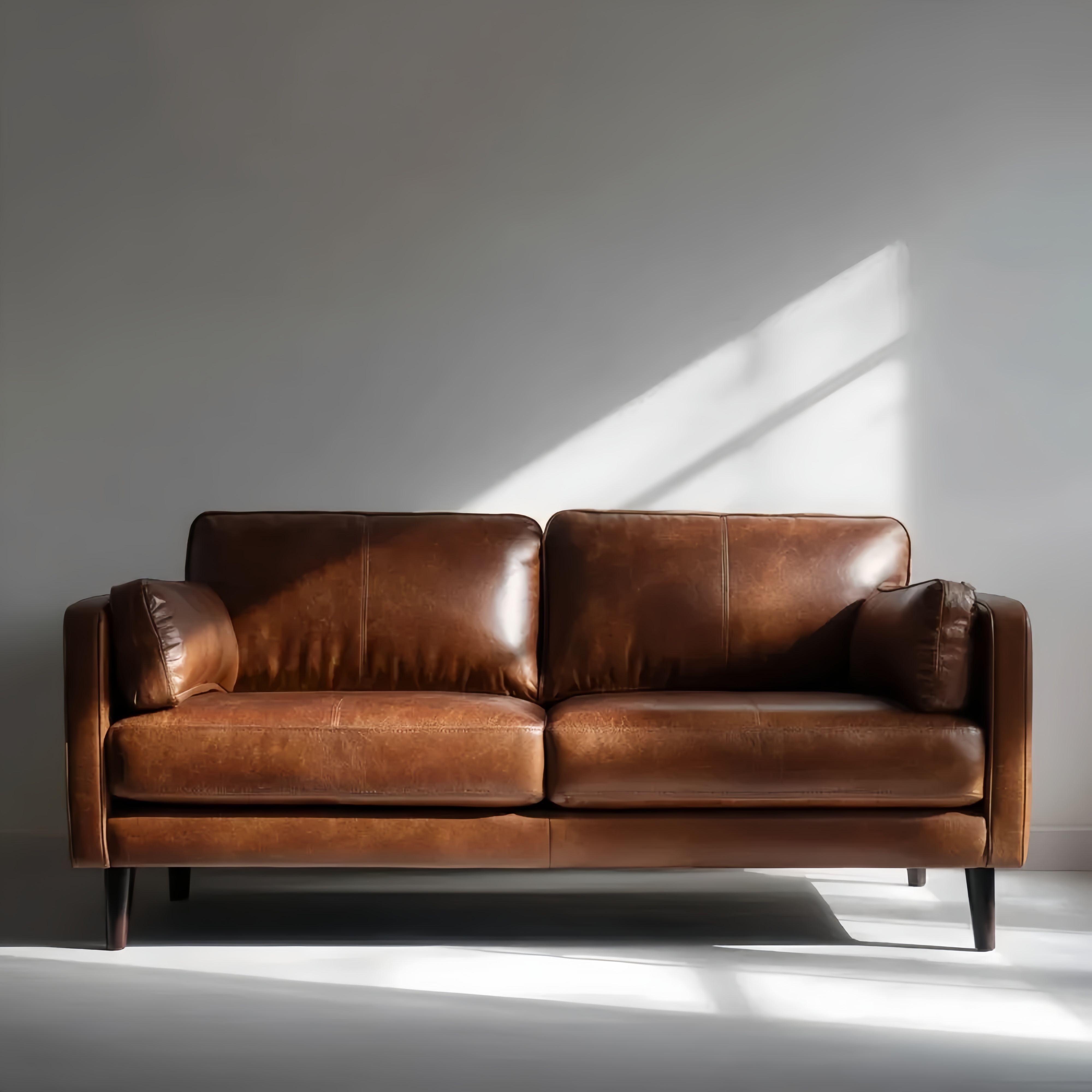 Divano in pelle a due posti 150x85x90 cm - Marrone - Design moderno