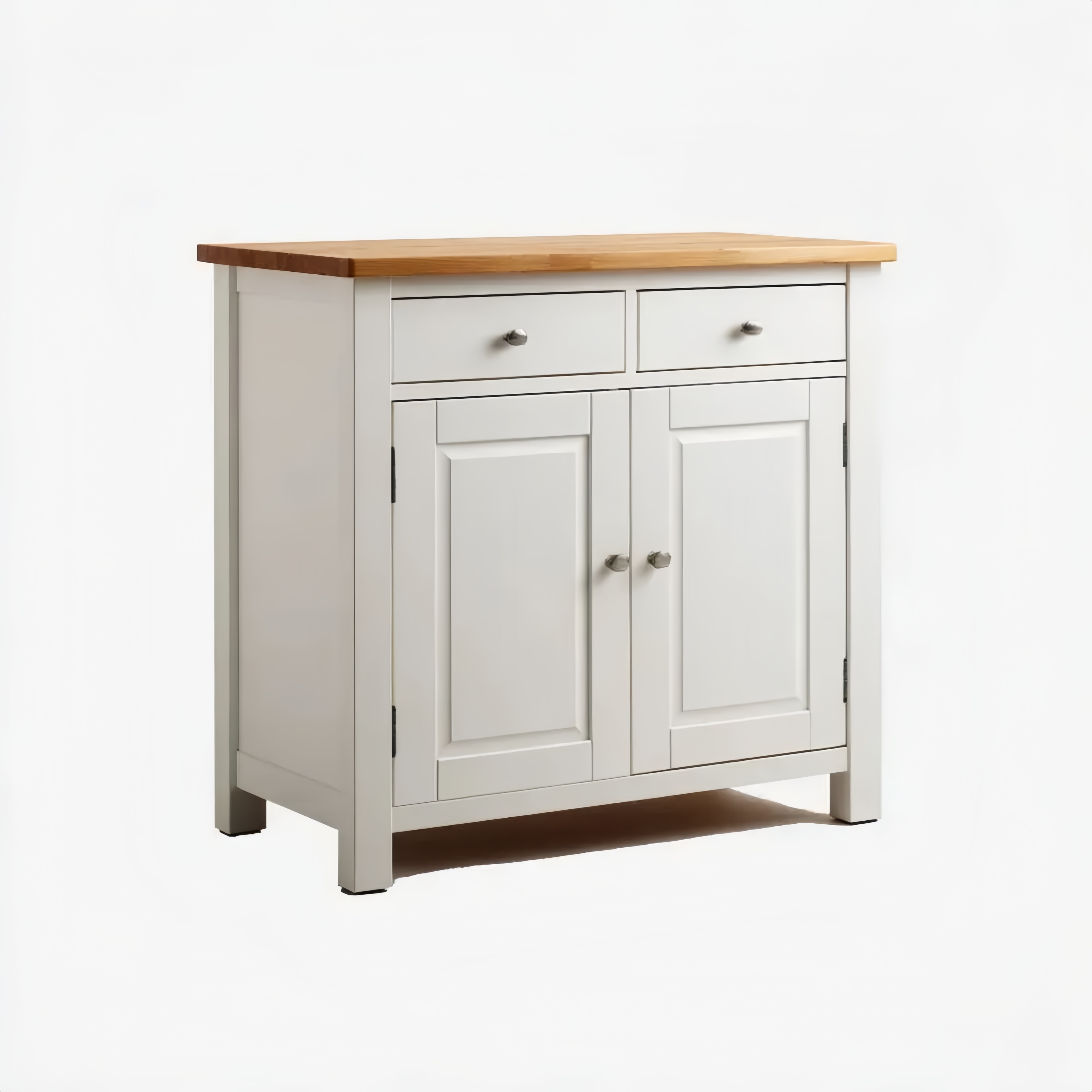 Credenza con Cassetti Legno 80x40x90 cm - Bianco/Legno Naturale - Design Classico