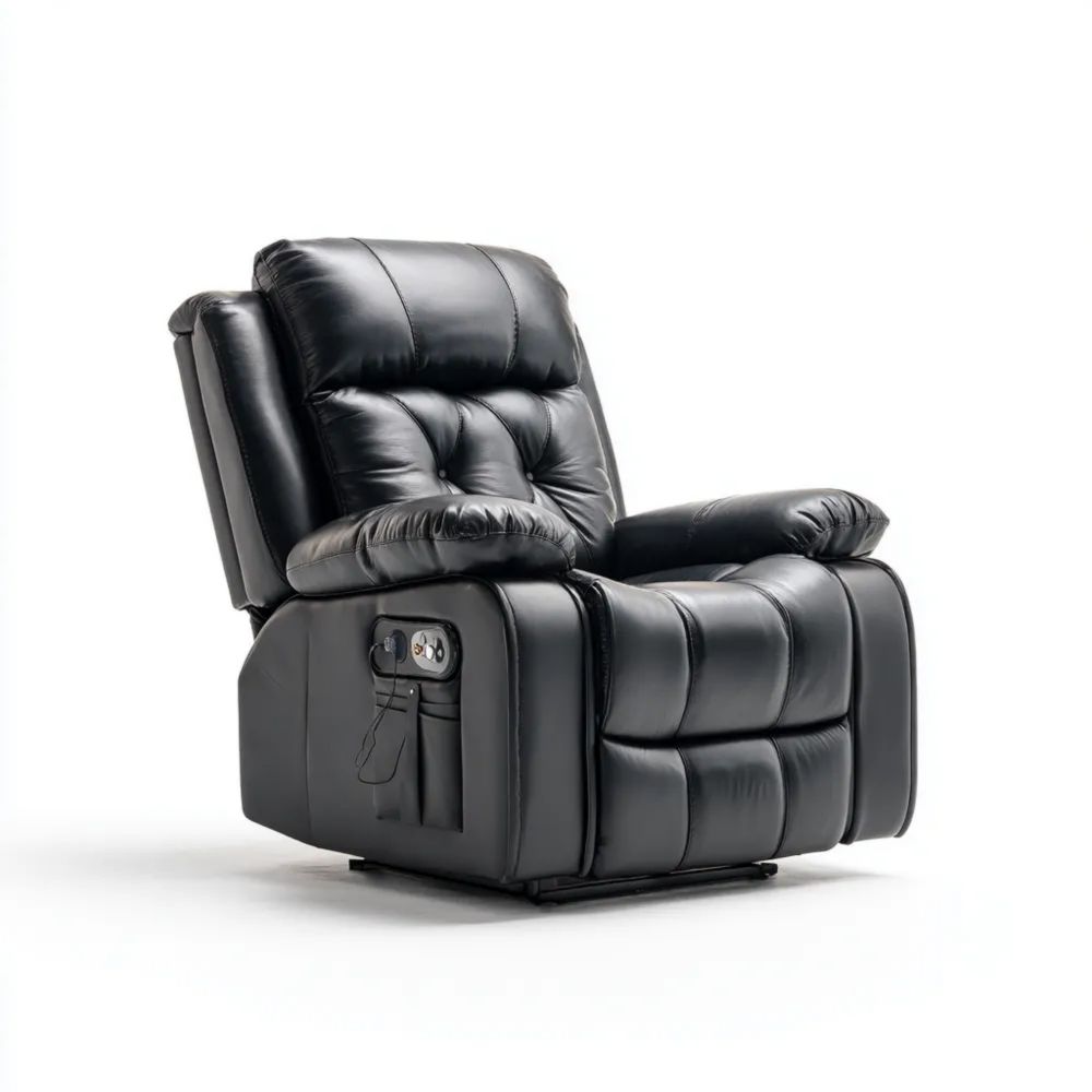 Poltrona Relax Reclinabile in Pelle Sintetica Nero 85x90x100 cm – Design Ergonomico