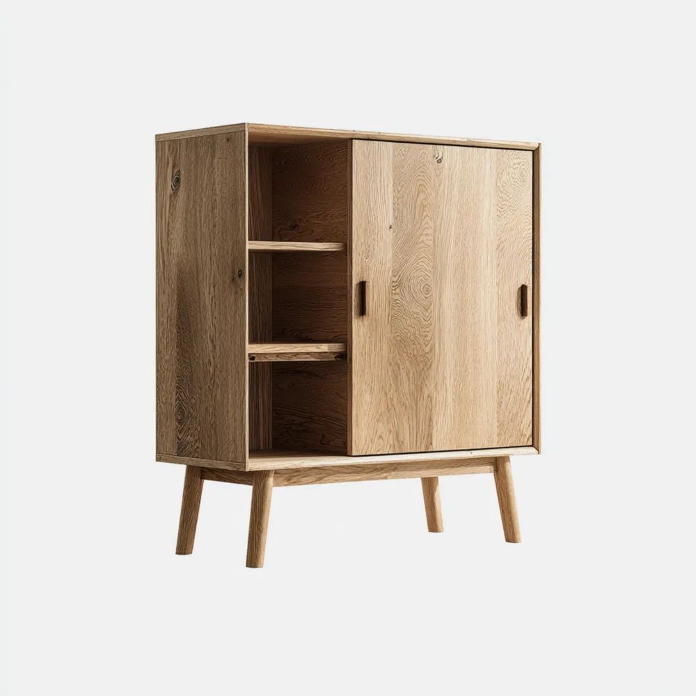 Armadio in legno massello 120x80x40 cm - Naturale - Stile scandinavo