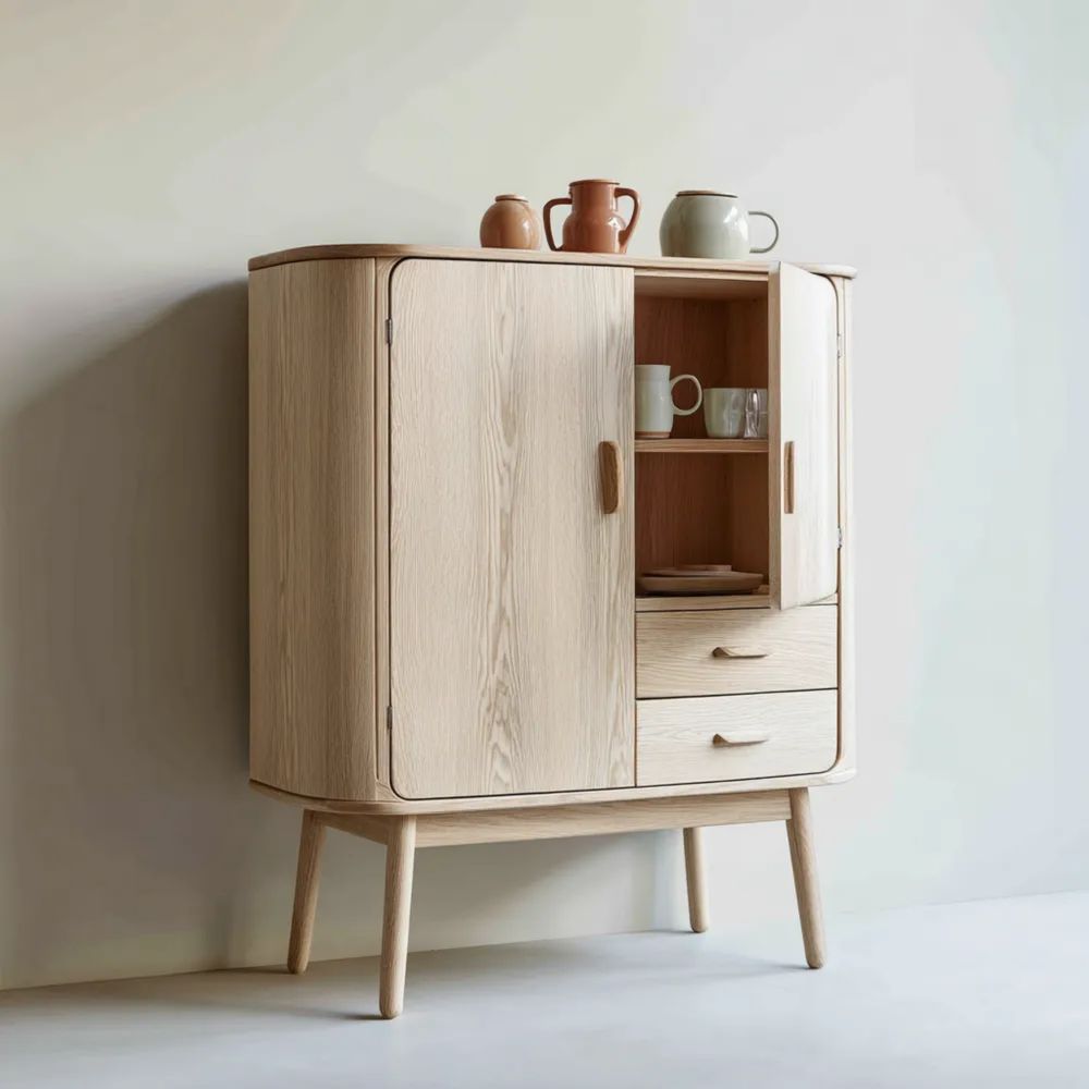 Credenza in legno 90x45x120 cm - Naturale - Design Scandinavo