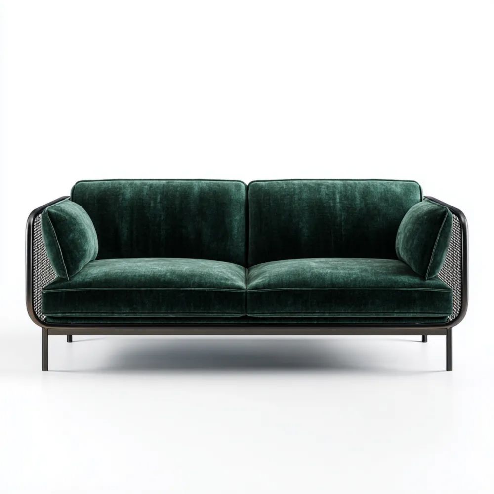 Divano a due posti 150x80x85 cm in Velluto - Verde Scuro - Design Moderno