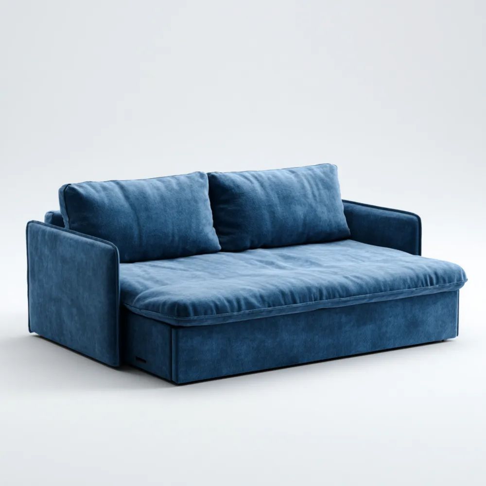 Divano Letto a Due Posti 200x95x85 cm - Velluto Blu - Design Moderno