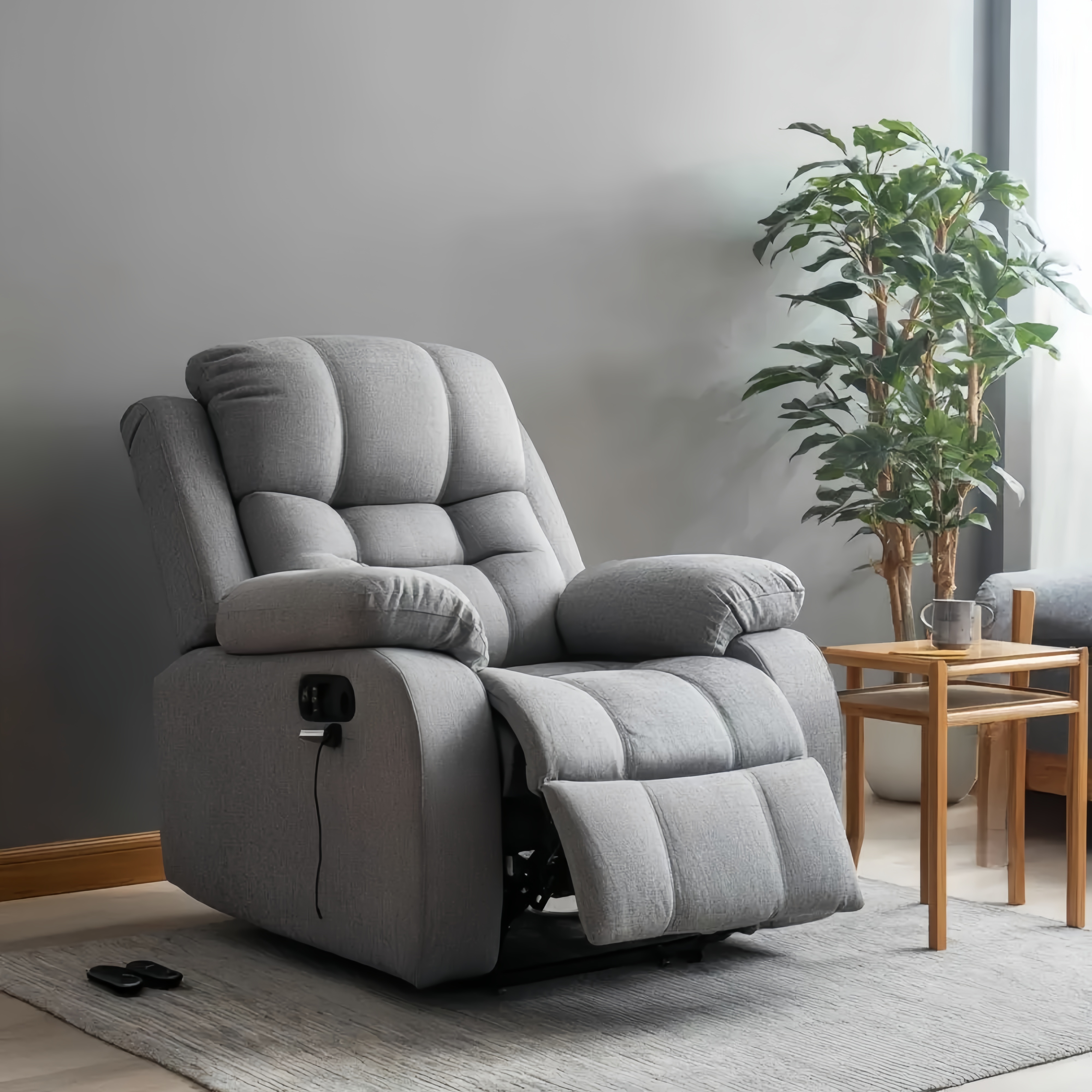 Poltrona Relax Reclinabile in Tessuto 80x90x100 cm Grigio – Design Moderno