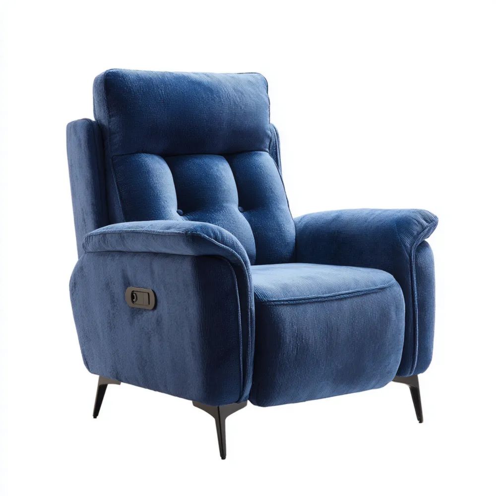 Poltrona reclinabile 80x90x100 cm in tessuto morbido – Blu