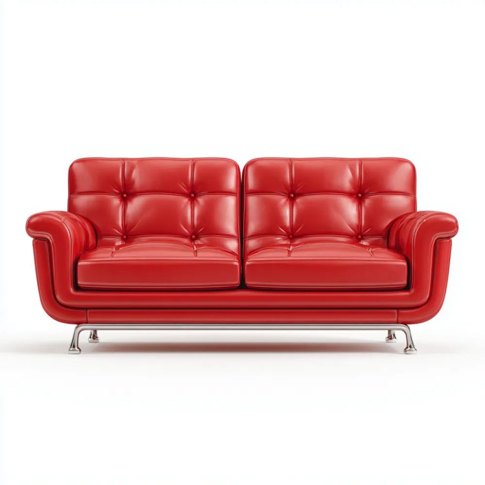 Divano a due posti in pelle 150x85x80 cm - Rosso