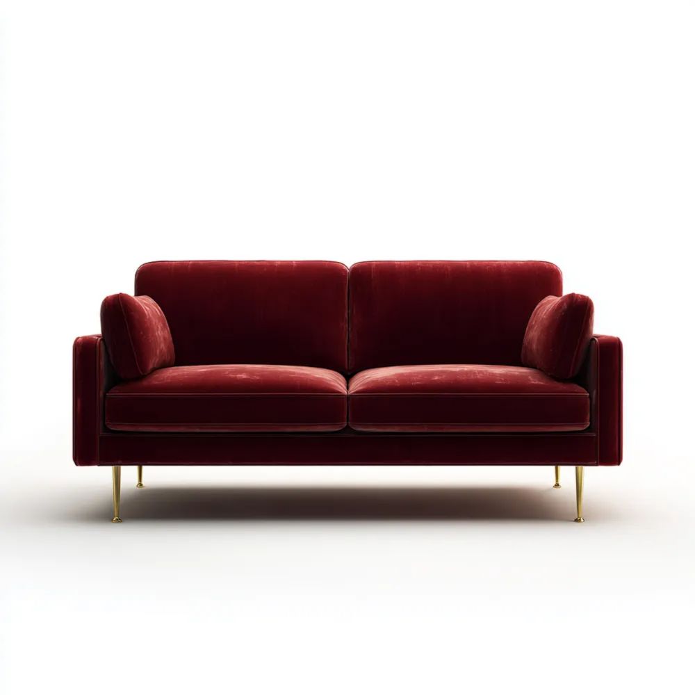 Divano a due posti in Velluto 150x85x75 cm Rosso Scuro - Design Moderno