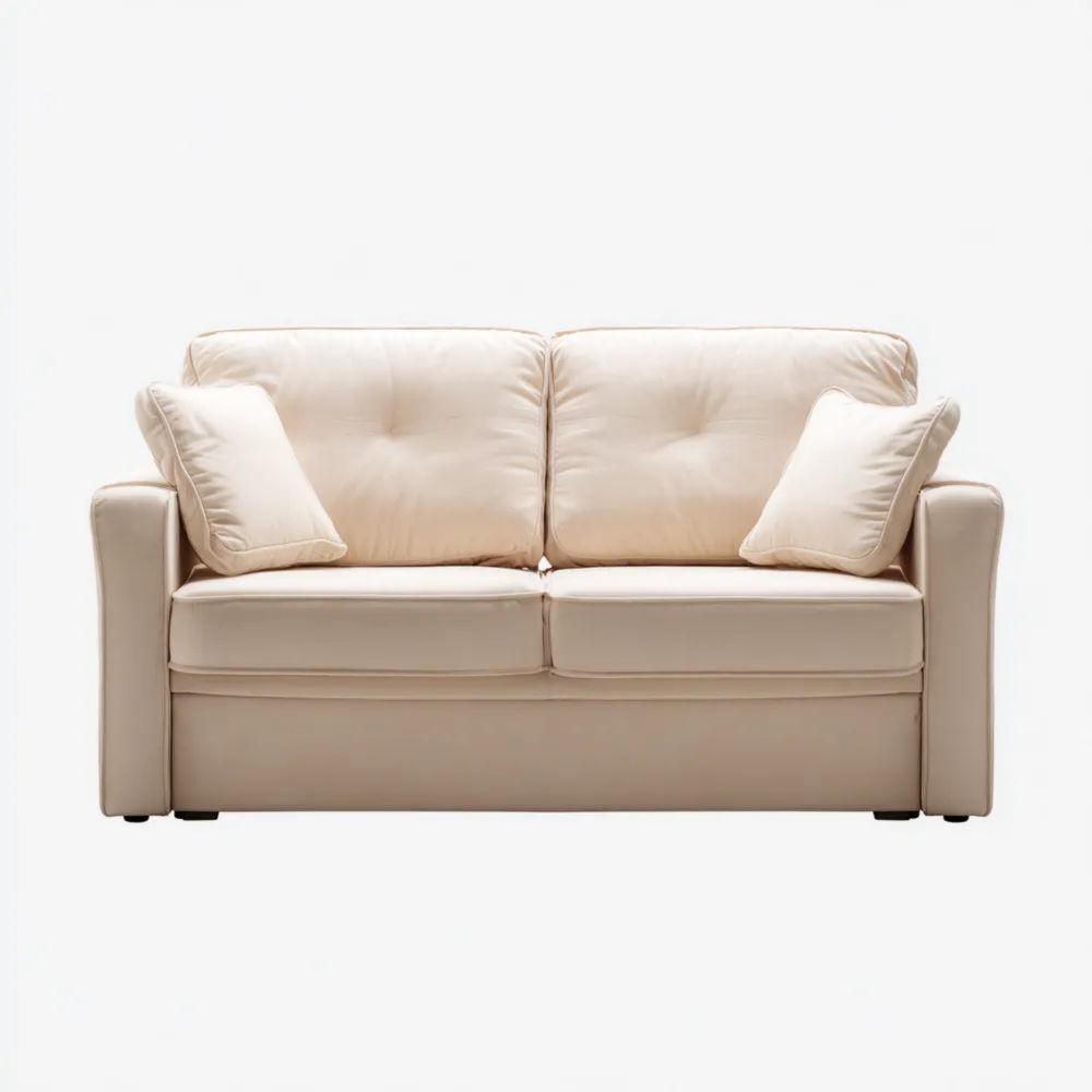 Divano a due posti in pelle 180x90x85 cm - Crema - Design moderno