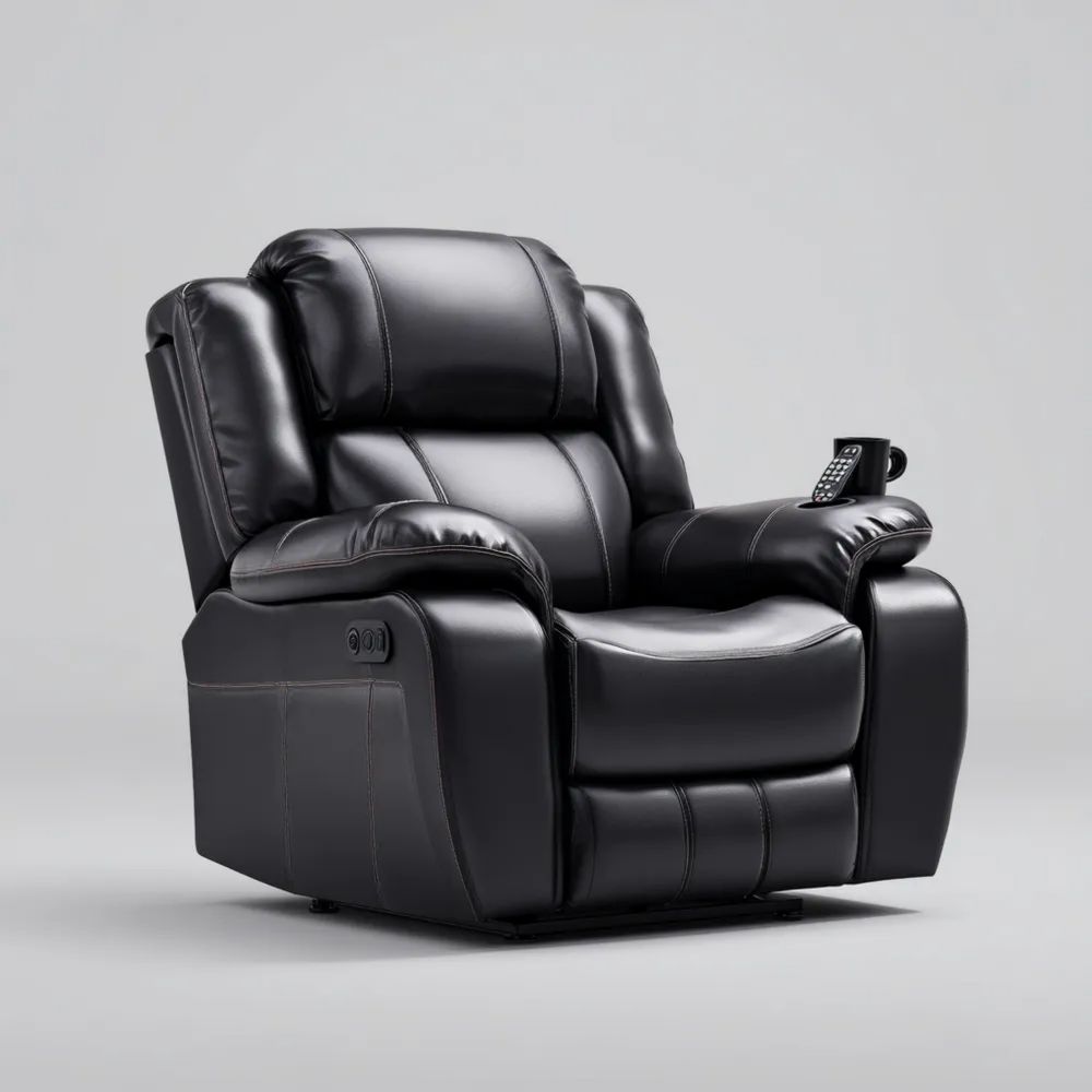 Poltrona reclinabile in ecopelle 100x80x90 cm - Nero