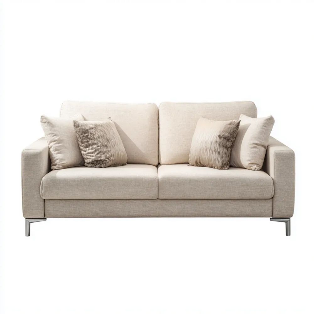 Divano a due posti in tessuto 180x90x85 cm Beige - Design moderno