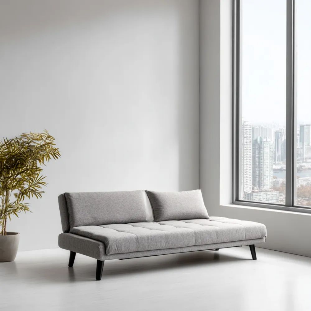 Divano letto 200x80x40 cm – Grigio chiaro – Design moderno