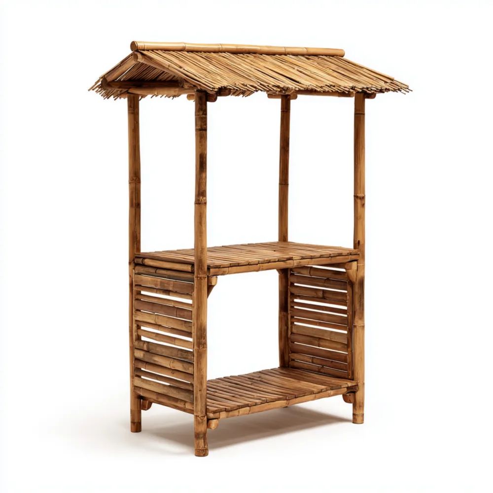 Bancone da bar per esterni in bambù 150x100x210 cm - Design rustico