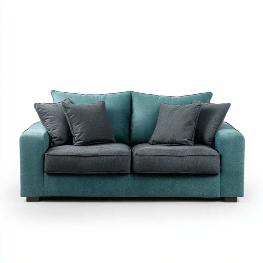 Divano a due posti in tessuto 165x85x90 cm – Blu/Grigio – Design Moderno