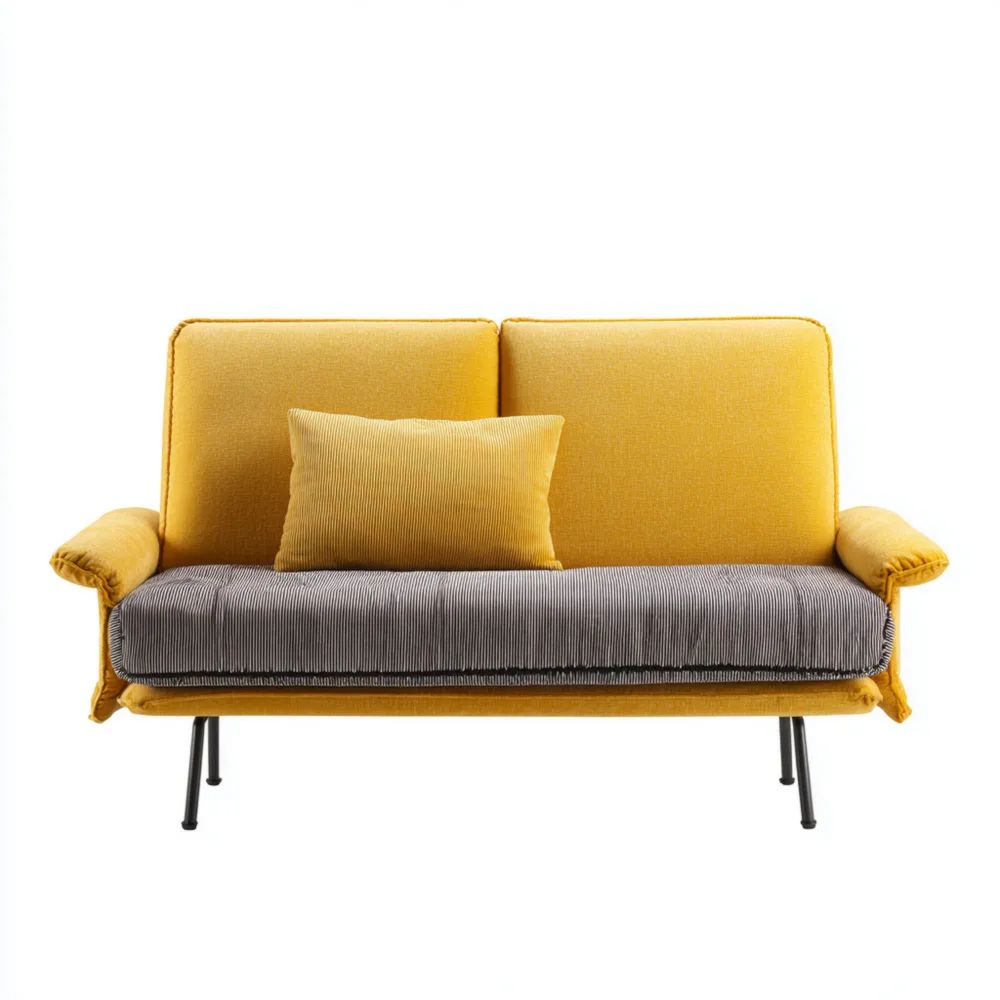 Divano a due posti 150x85x90 cm - Giallo/Grigio - Design Moderno
