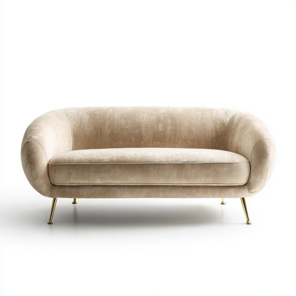 Divano a due posti in velluto 150x85x70 cm – Beige – Design Moderno