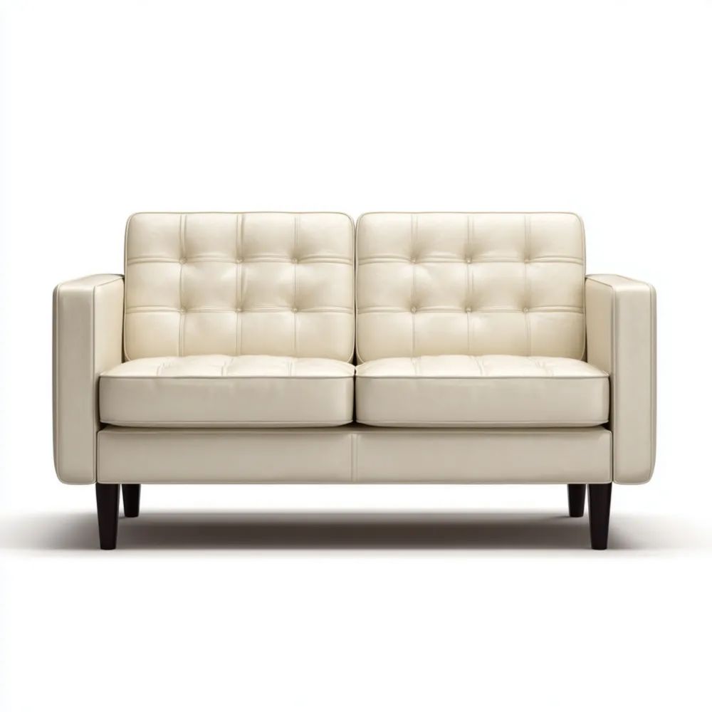 Divano a due posti in pelle 150x85x75 cm – Avorio – Design Moderno