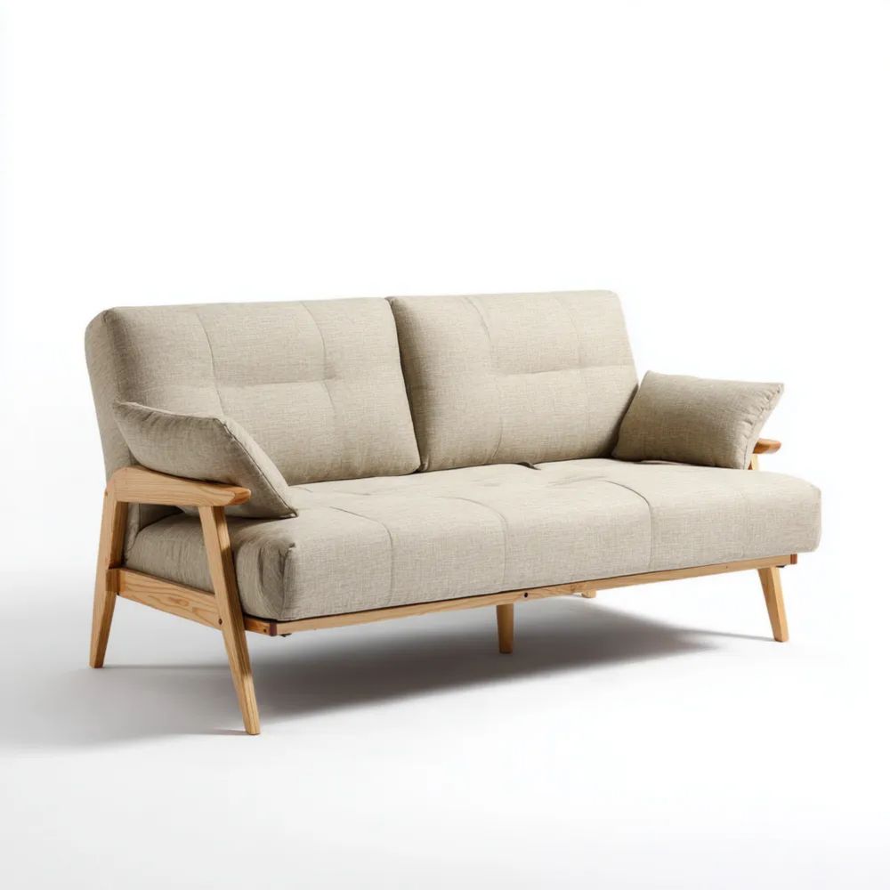 Divano a due posti in tessuto 180x90x85 cm - Beige - Design moderno