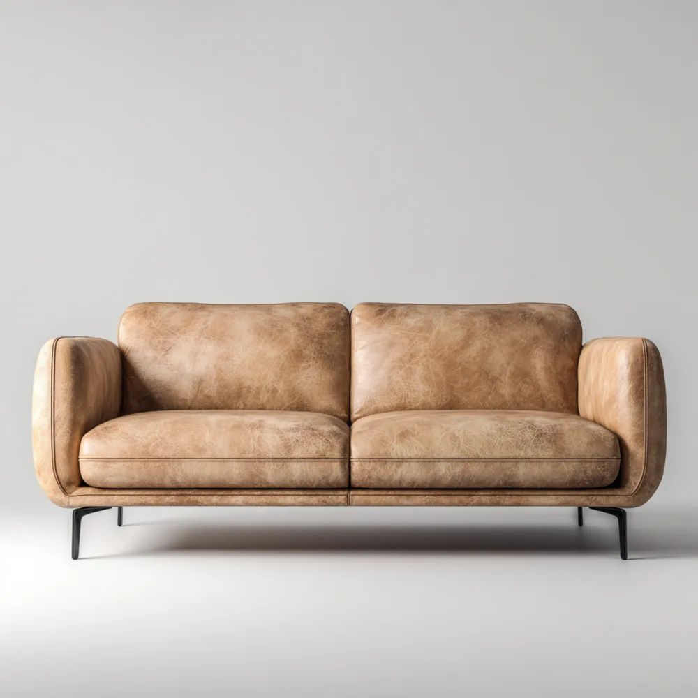 Divano a due posti in pelle 190x90x85 cm – Marrone – Design moderno