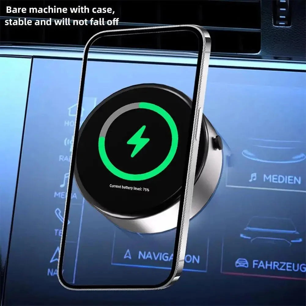 2 - in - 1 Magnetic Wireless Car Charger with Dual - Sided Rotation & Vacuum Suction - Featured Mart