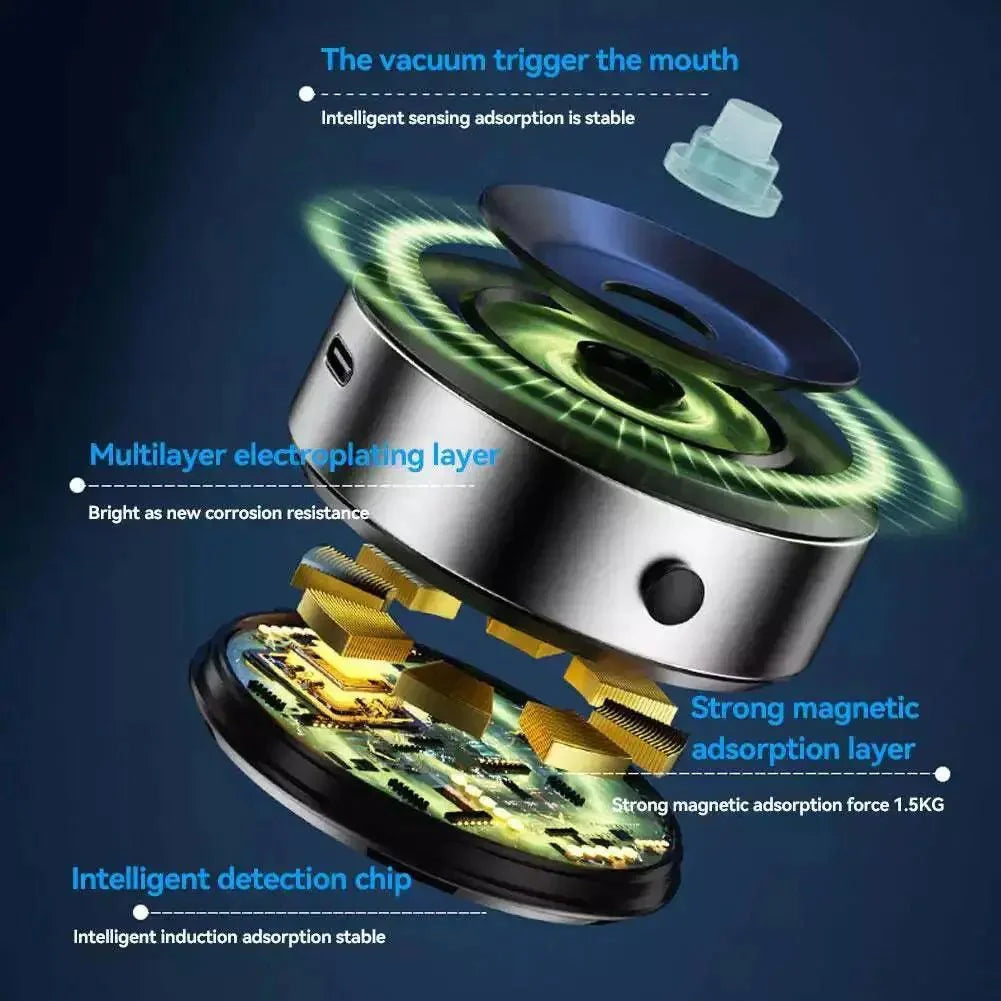 2 - in - 1 Magnetic Wireless Car Charger with Dual - Sided Rotation & Vacuum Suction - Featured Mart