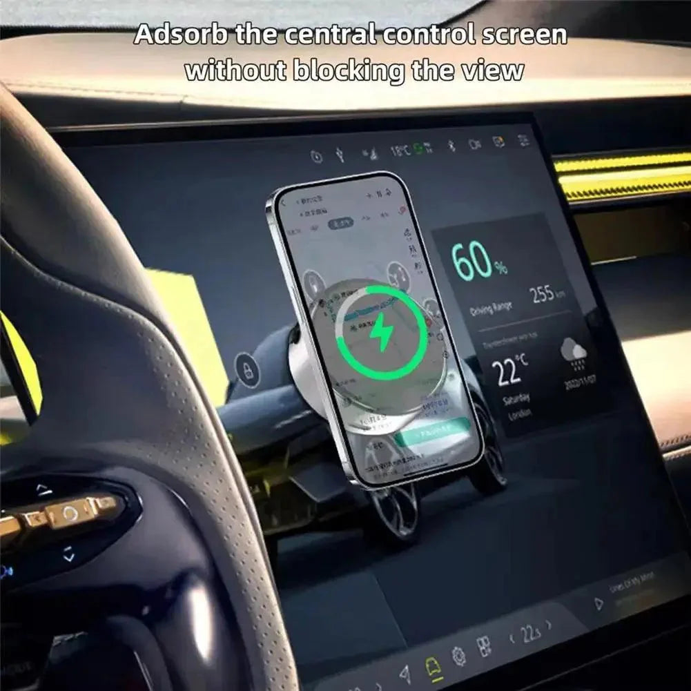 2 - in - 1 Magnetic Wireless Car Charger with Dual - Sided Rotation & Vacuum Suction - Featured Mart