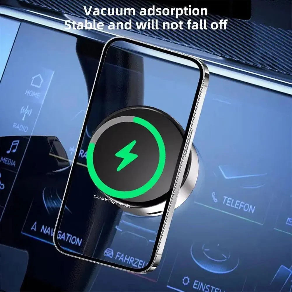 2 - in - 1 Magnetic Wireless Car Charger with Dual - Sided Rotation & Vacuum Suction - Featured Mart