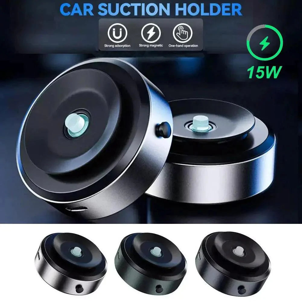 2 - in - 1 Magnetic Wireless Car Charger with Dual - Sided Rotation & Vacuum Suction - Featured Mart