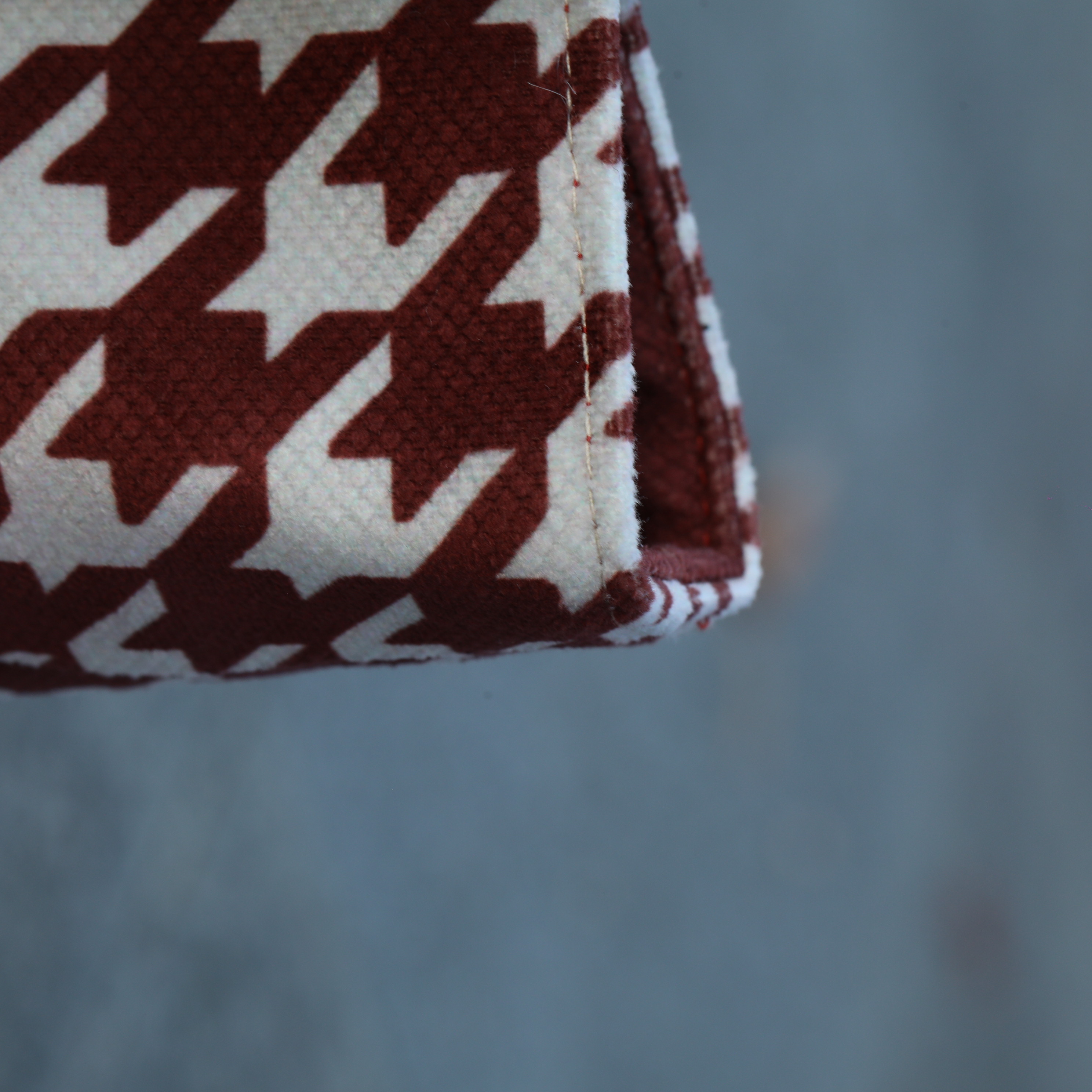 Cute Red Plaid Tote Bag with Cartoon Print