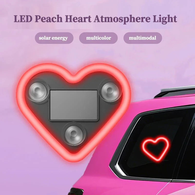 Car Solar Heart LED Light – Wireless Ambient Lamp - Featured Mart