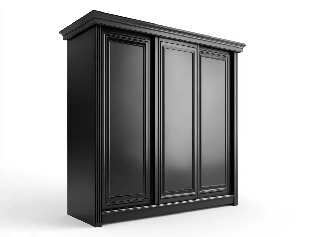 Armadio con ante scorrevoli - legno - 214x60x205 cm - nero - stile classico-Bamboogoden