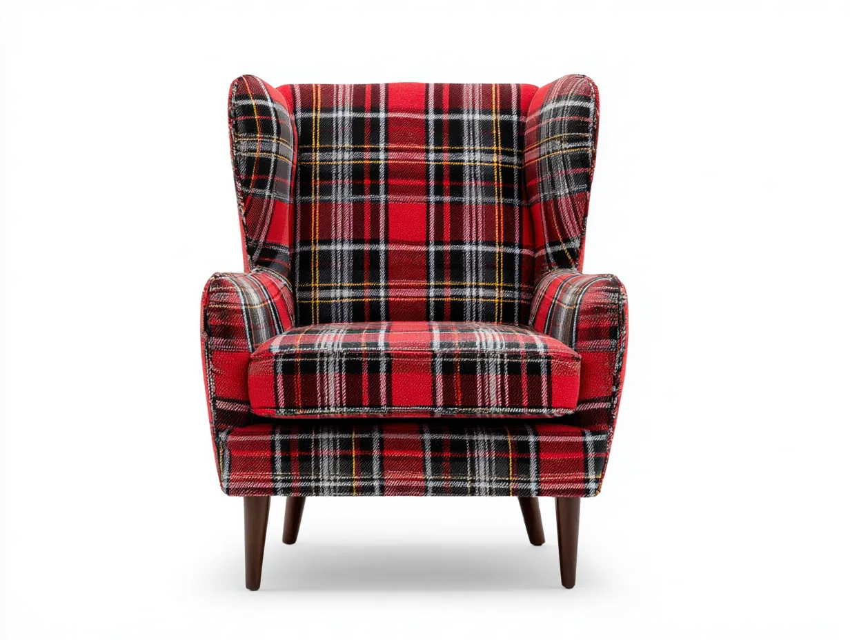 Poltrona in tessuto - tessuto-legno - 80x88x106 cm - rosso-nero-grigio - stile classico-Bamboogoden