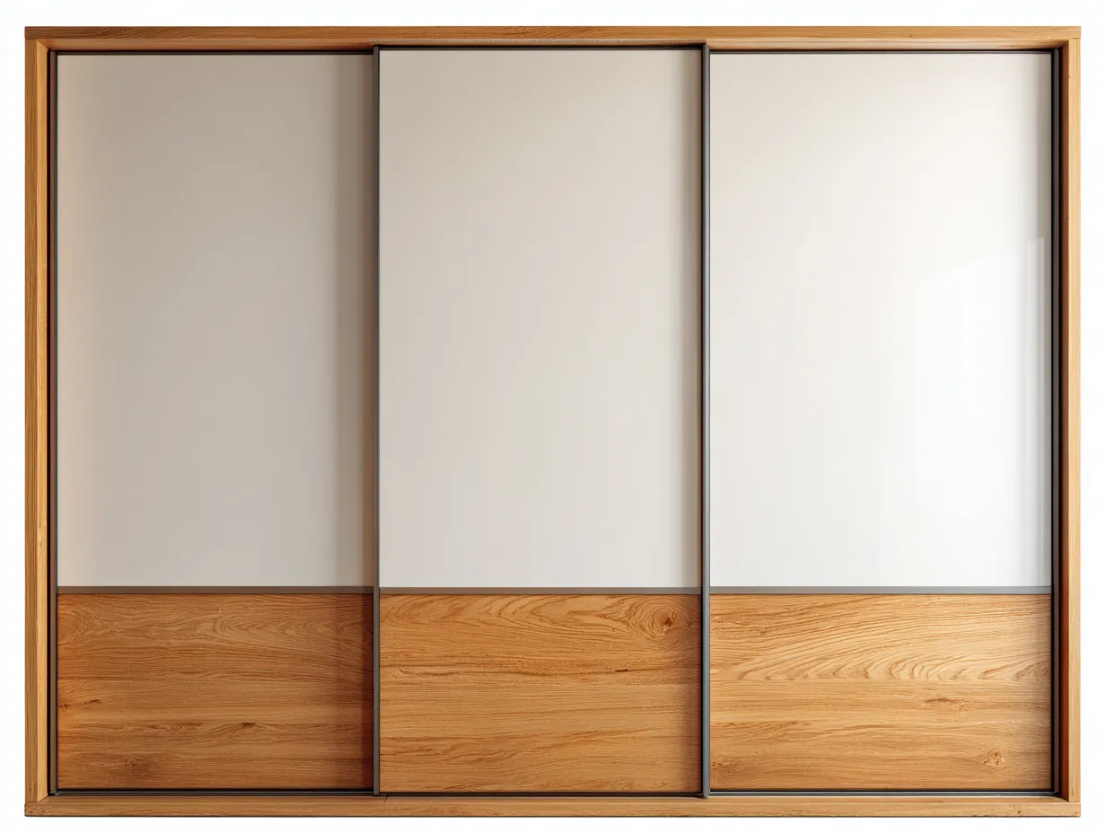 Armadio con ante scorrevoli - legno - 264x67x216 cm - legno-bianco - stile moderno-Bamboogoden