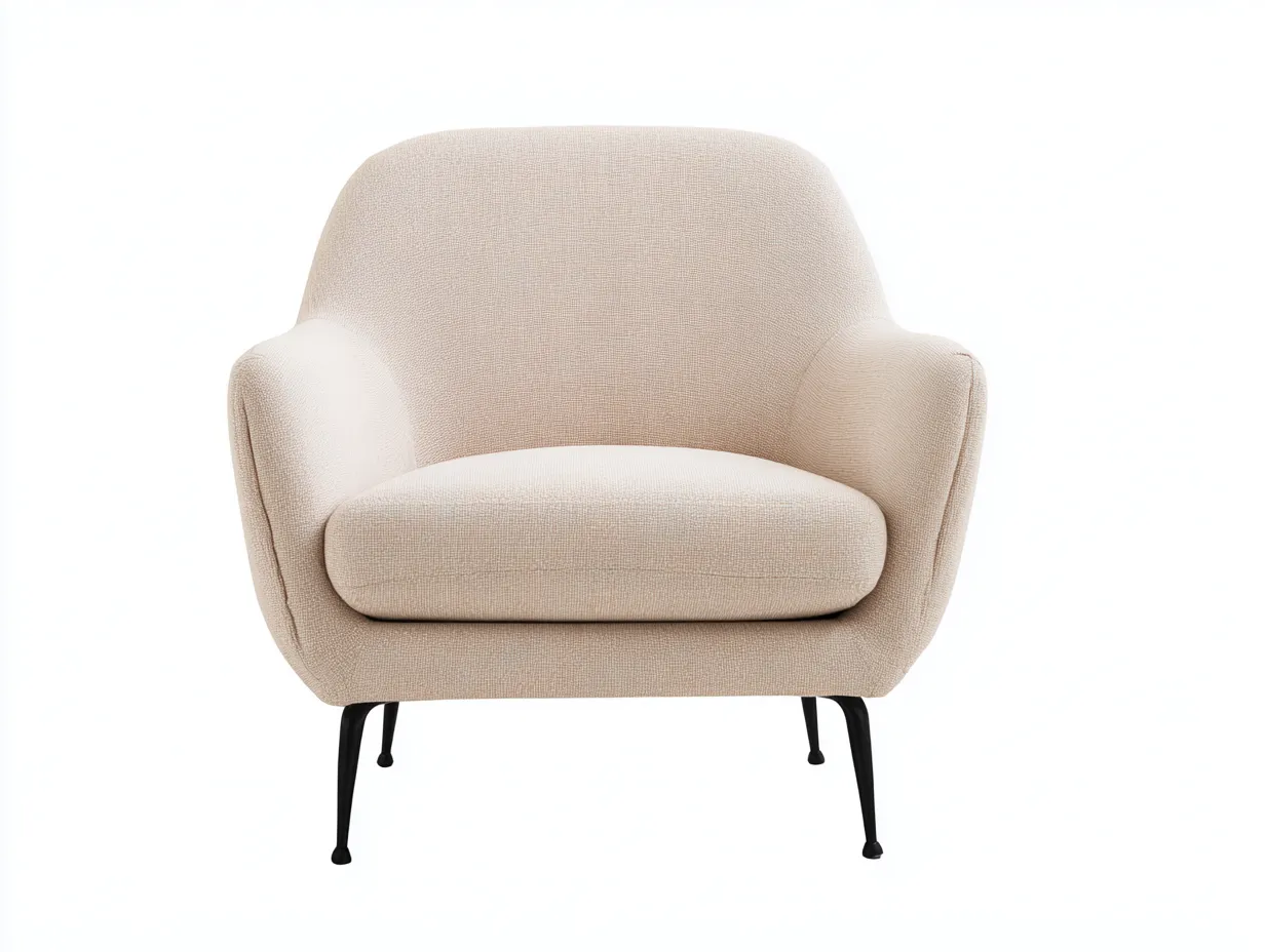 Poltrona in tessuto - tessuto-metallo - 82x88x90 cm - beige - stile moderno-Bamboogoden