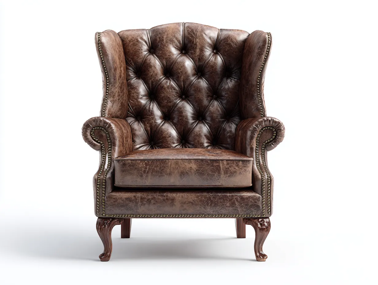 Poltrona in pelle - pelle-legno - 84x90x106 cm - marrone - stile classico-Bamboogoden