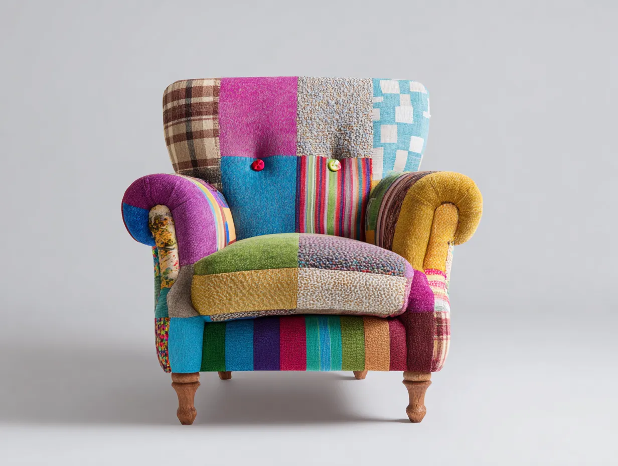 Poltrona in tessuto - tessuto-legno - 87x93x99 cm - multicolore - stile eclettico-Bamboogoden