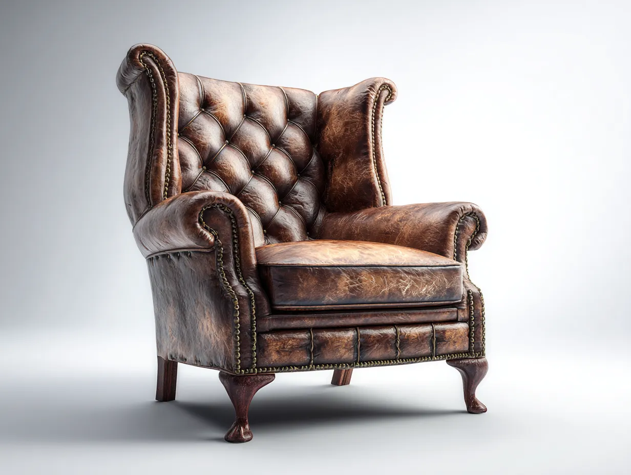 Poltrona in pelle - pelle-legno - 89x96x111 cm - marrone - stile classico-Bamboogoden